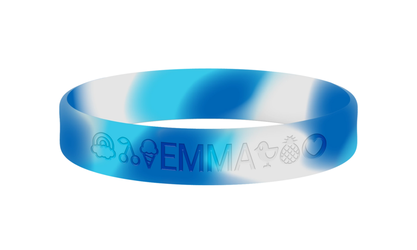 Camouflage blauwe SOS armband kind met naam en telefoon