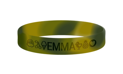 Camouflage groene SOS armband kind met naam en nummer