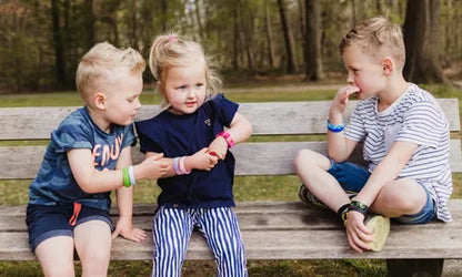 Sage Sand SOS armband kind met naam en telefoonnummer