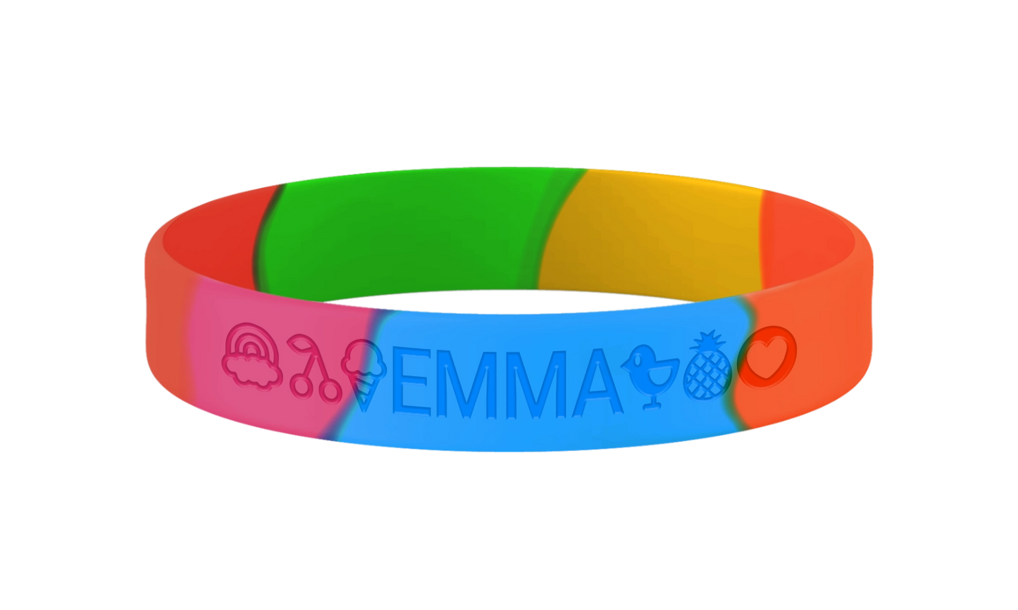 Regenboog SOS armband kind met naam en noodnummer
