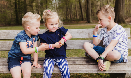 Blauwe SOS armband kind siliconen met naam en ICE nummer