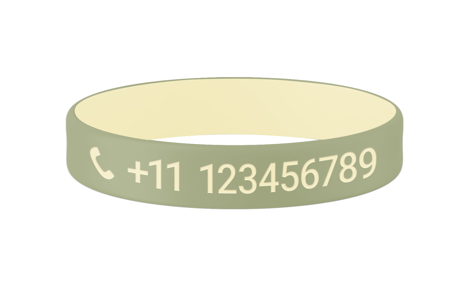 Sage Sand SOS armband kind met naam en telefoonnummer