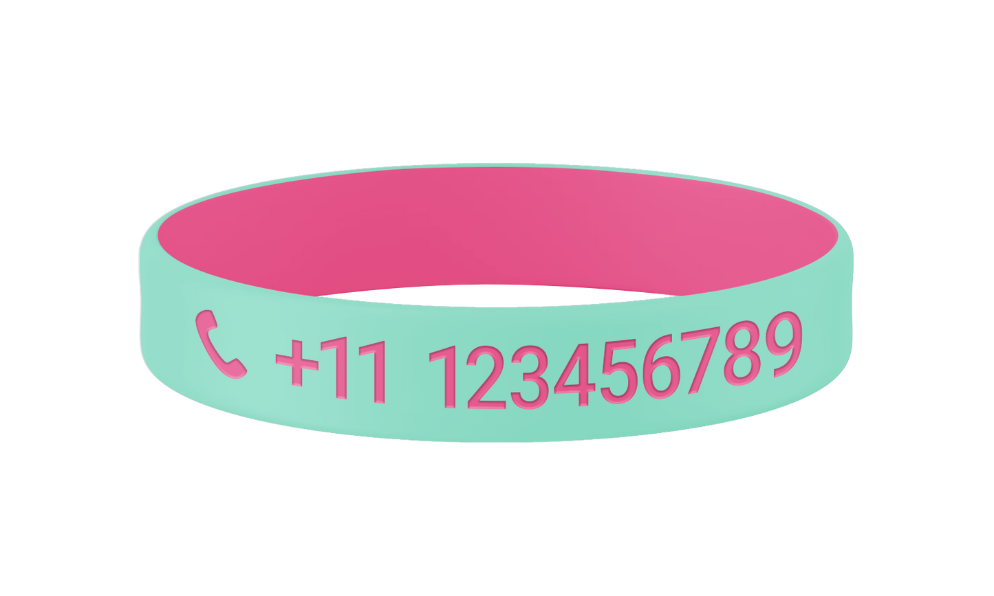Minty Blossom SOS armband kind met naam en telefoon