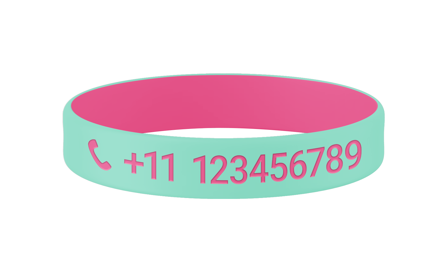 Minty Blossom SOS armband kind met naam en telefoon