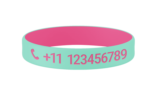 Minty Blossom SOS armband kind met naam en telefoon