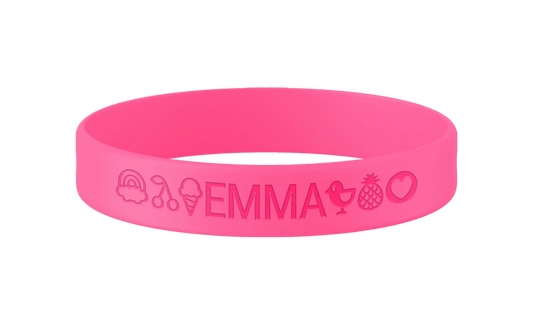 Roze SOS armband kind siliconen met naam en gravure