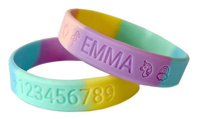 Unicorn SOS armband kind met naam en telefoonnummer